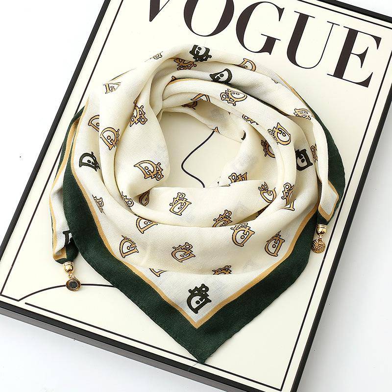 Damen 65  Seiden-Quadrat-Schal mit Magnetverschluss – Herbst/Winter-Druck, modischer & vielseitiger Dreiecks-Schlauchschal von Joom DACH