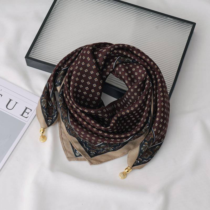 Damen 65  Seiden-Quadrat-Schal mit Magnetverschluss – Herbst/Winter-Druck, modischer & vielseitiger Dreiecks-Schlauchschal von Joom DACH
