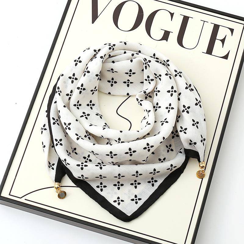 Damen 65  Seiden-Quadrat-Schal mit Magnetverschluss – Herbst/Winter-Druck, modischer & vielseitiger Dreiecks-Schlauchschal von Joom DACH