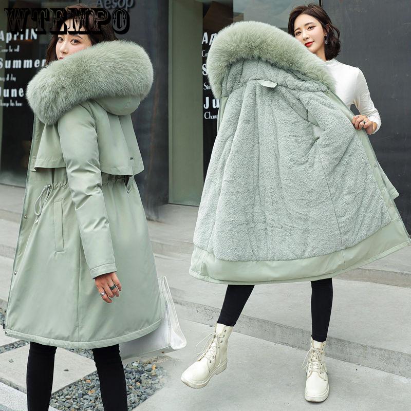 Damen 6XL Übergroße Windjacke Femal Parka Mode Wintermantel Frauen Jacke mit Fleece Lange Kapuze Parka Trenchcoats 2023 4XL grün von Joom DACH