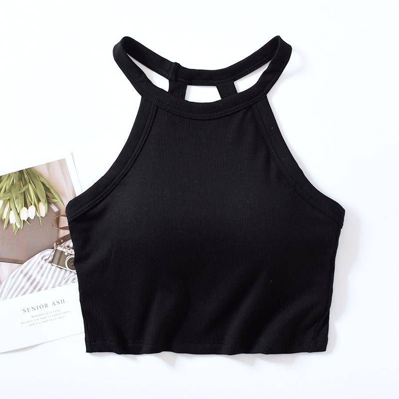 Damen Ärmelloses Slim Fit Neckholder Crop Top mit Brustpolstern – Ohne Bügel, Kurzes Camisole. XL von Joom DACH