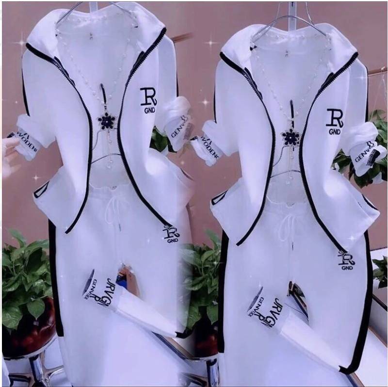 Damen-Anzugpullover und Hip-Hop-Haremshose, Sport, zweiteiliger Anzug, Frühling und Herbst, lange Ärmel L weiß von Joom DACH