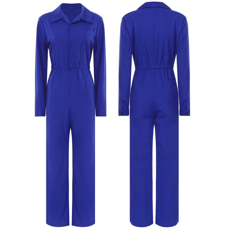 Damen Arbeitsoverall Langarm Lockerer Schnitt Einteiliger Overall Mechaniker Arbeitsjumpsuit S blau von Joom DACH