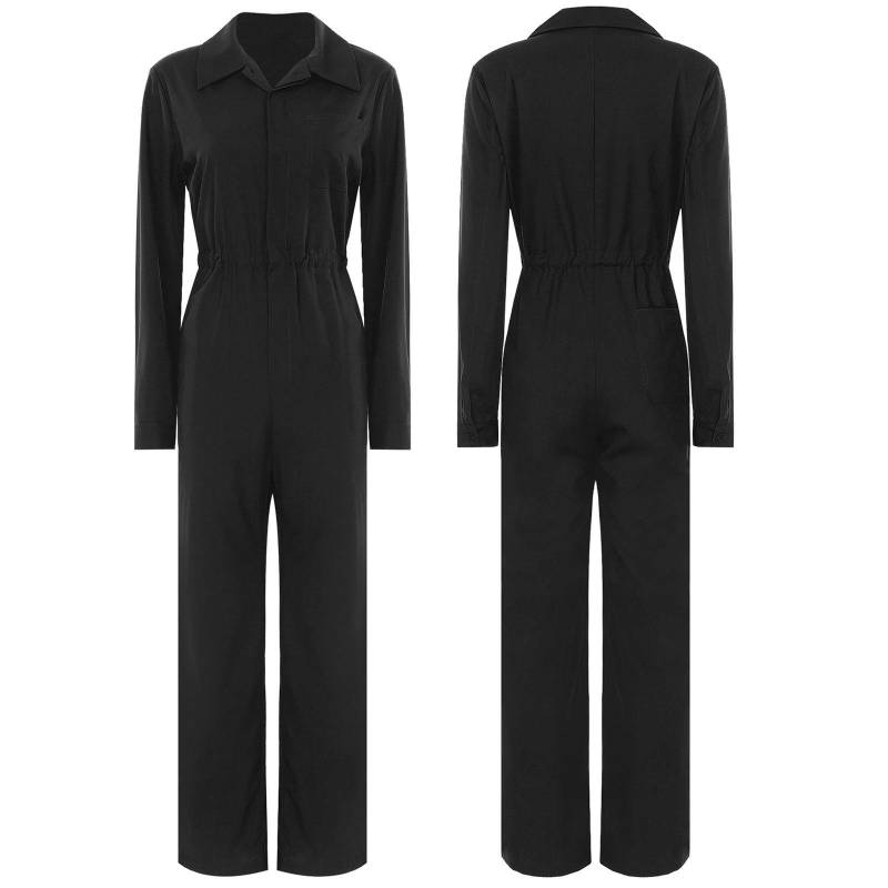 Damen Arbeitsoverall Langarm Lockerer Schnitt Einteiliger Overall Mechaniker Arbeitsjumpsuit S schwarz von Joom DACH