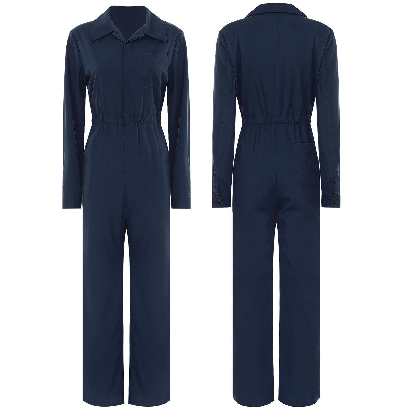Damen Arbeitsoverall Langarm Lockerer Schnitt Einteiliger Overall Mechaniker Arbeitsjumpsuit S navy blau von Joom DACH
