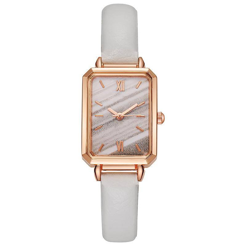 Damen-Armbanduhr Klein Elegant Vintage Schlichter Stil Rechteck Edelstahl Modisch weiß von Joom DACH