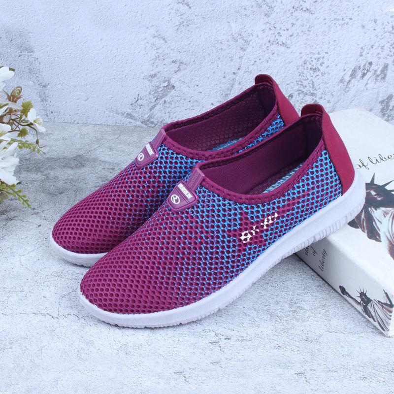 Damen Atmungsaktive Hohlnetzschuhe für Frühling und Sommer Mittelalterliche und ältere Mütter Bequeme Rutschfeste Einstiegs-Ballerinas 35 von Joom DACH