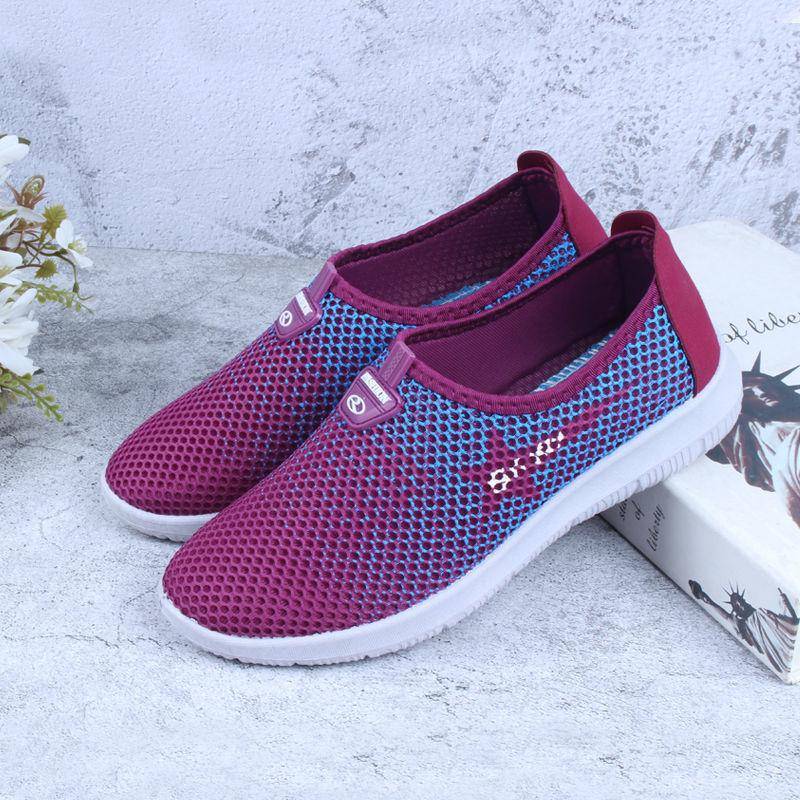 Damen Atmungsaktive Hohlnetzschuhe für Frühling und Sommer Mittelalterliche und ältere Mütter Bequeme Rutschfeste Einstiegs-Ballerinas 35 von Joom DACH