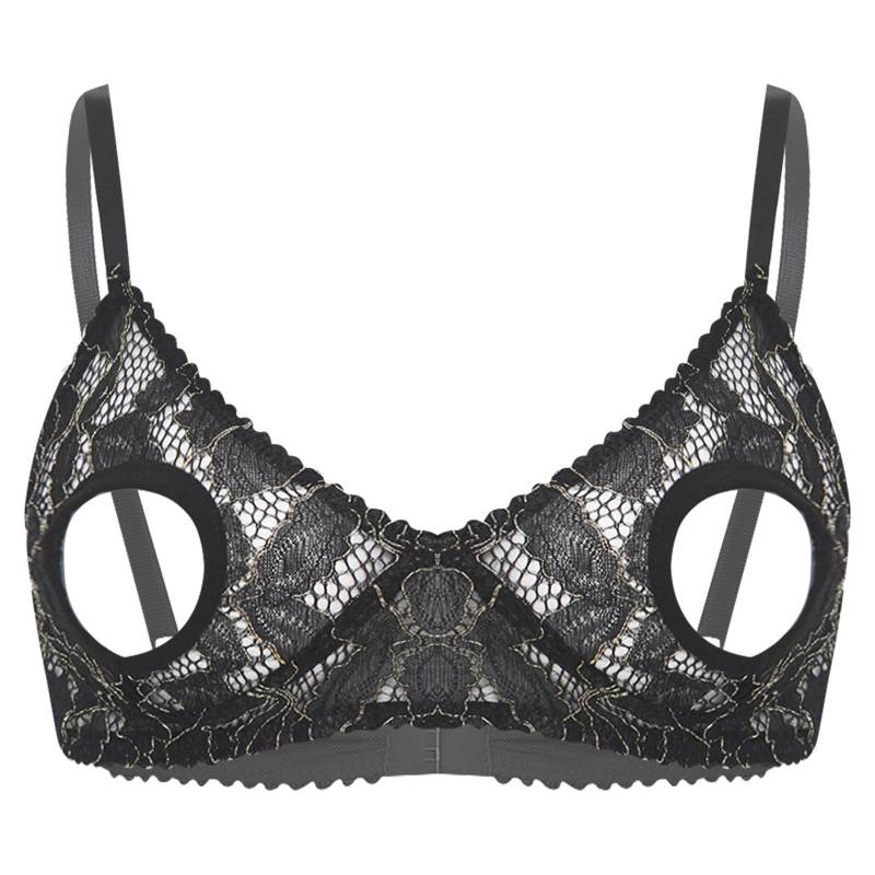Damen Ausgeschnittene Nippel BH Tops Push Up Nackte Freiliegende Brust Bügel BH Offene Nippel Top Rollenspiel Rave Club Wear L schwarz von Joom DACH