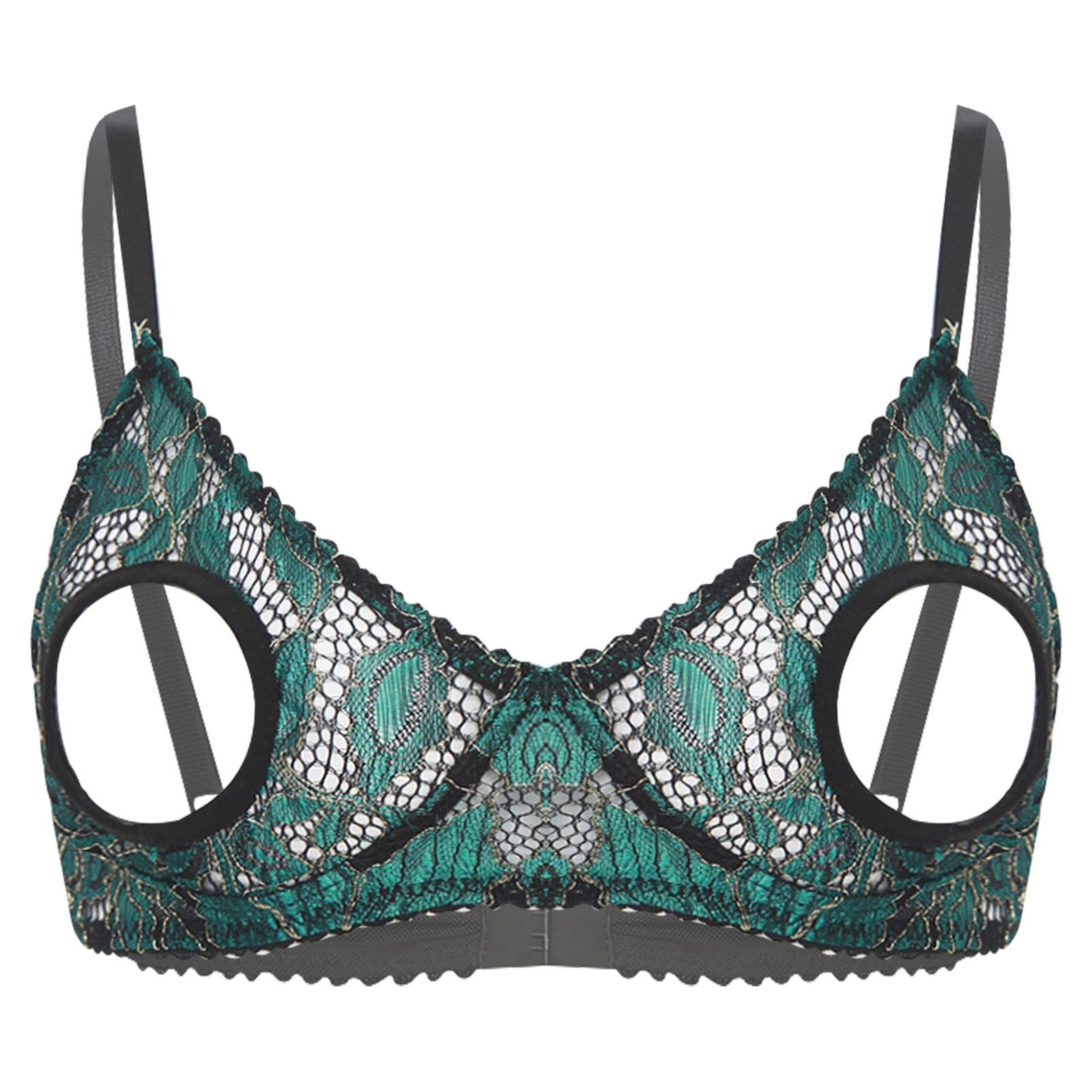 Damen Ausgeschnittene Nippel BH Tops Push Up Nackte Freiliegende Brust Bügel BH Offene Nippel Top Rollenspiel Rave Club Wear M von Joom DACH