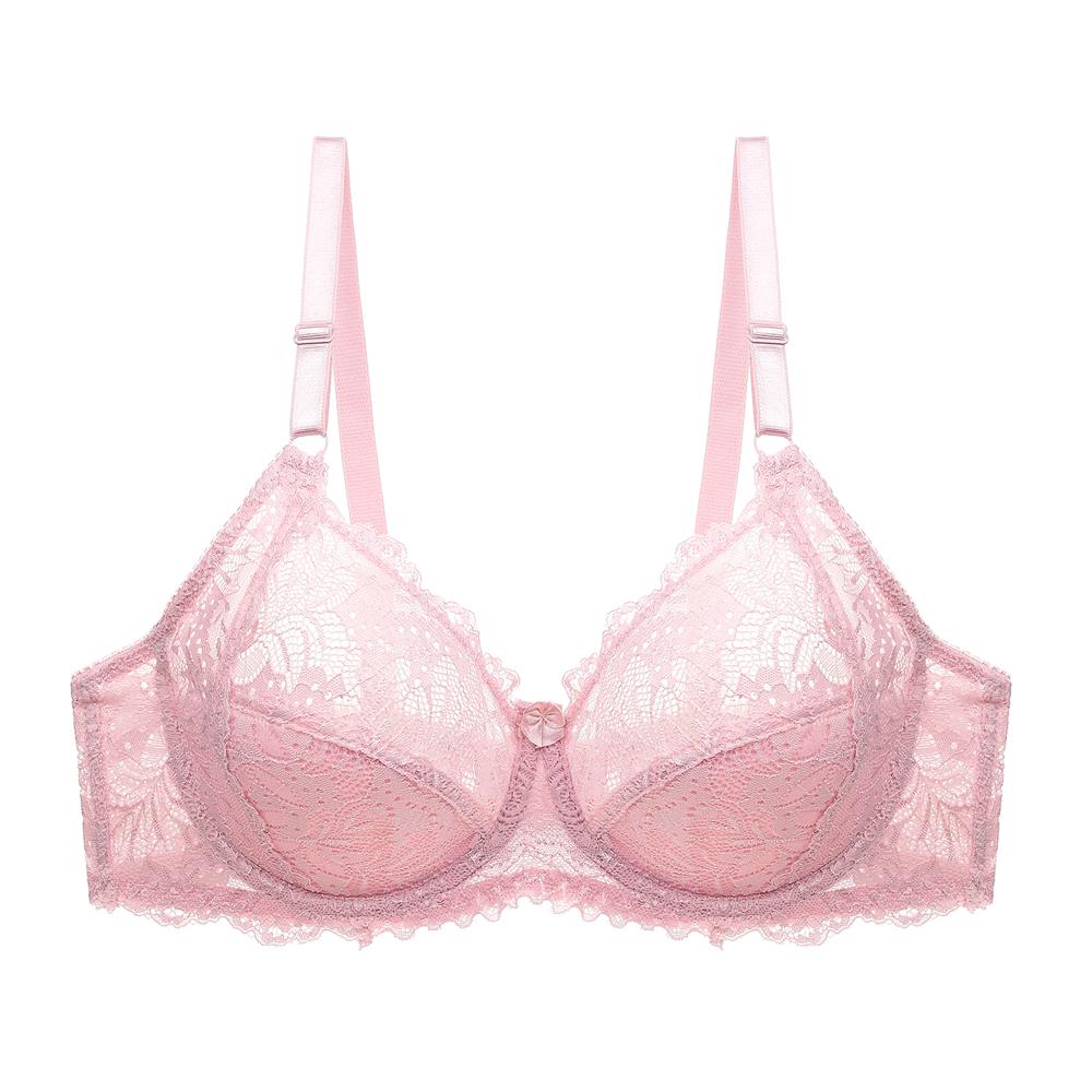 Damen-BH, Spitze, Blumen-Bralette, Dessous, Bügel-BHs, ungefüttert, Unterwäsche, Büstenhalter in Übergröße 85C rosa von Joom DACH