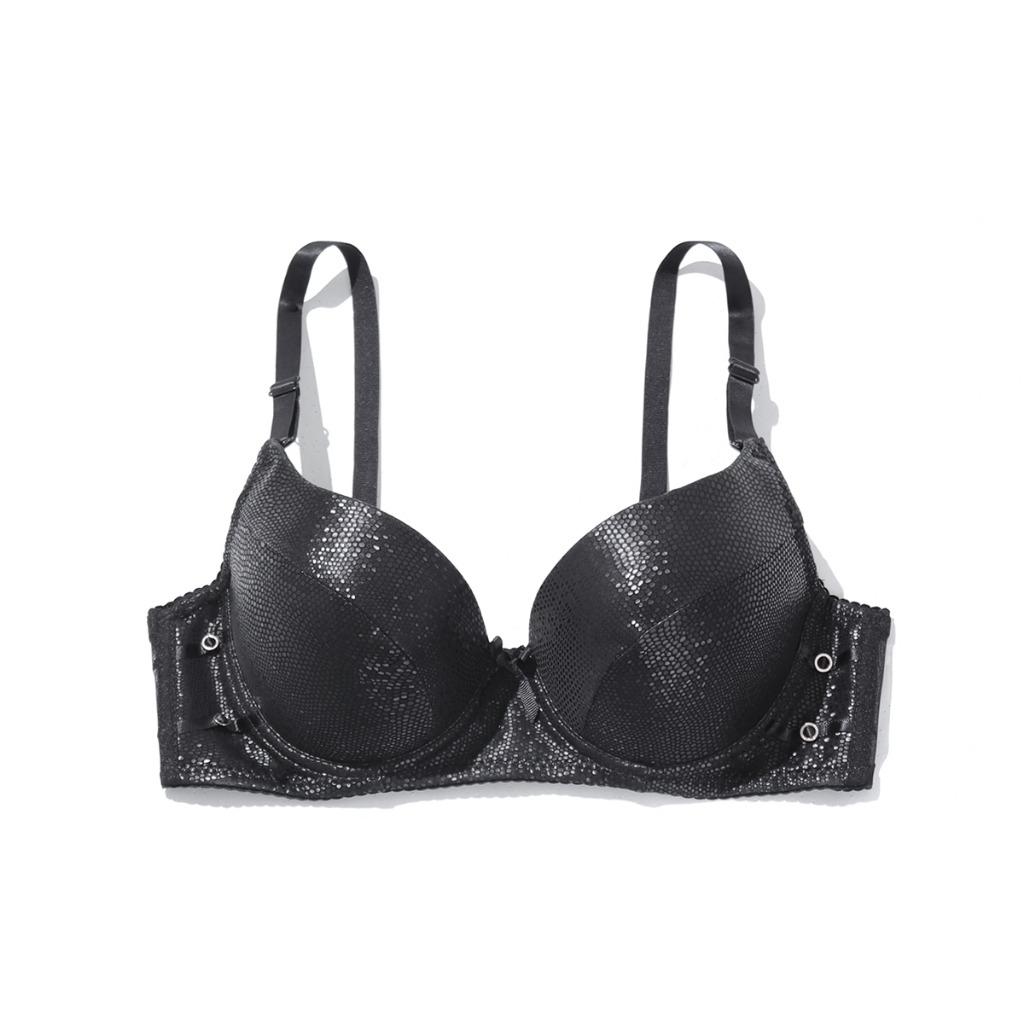 Damen-BH für Weihnachten, Bügel-BH aus Pu-Leder, gepolstert, Push-Up-Dessous, B-Cup, Unterwäsche 90B schwarz von Joom DACH