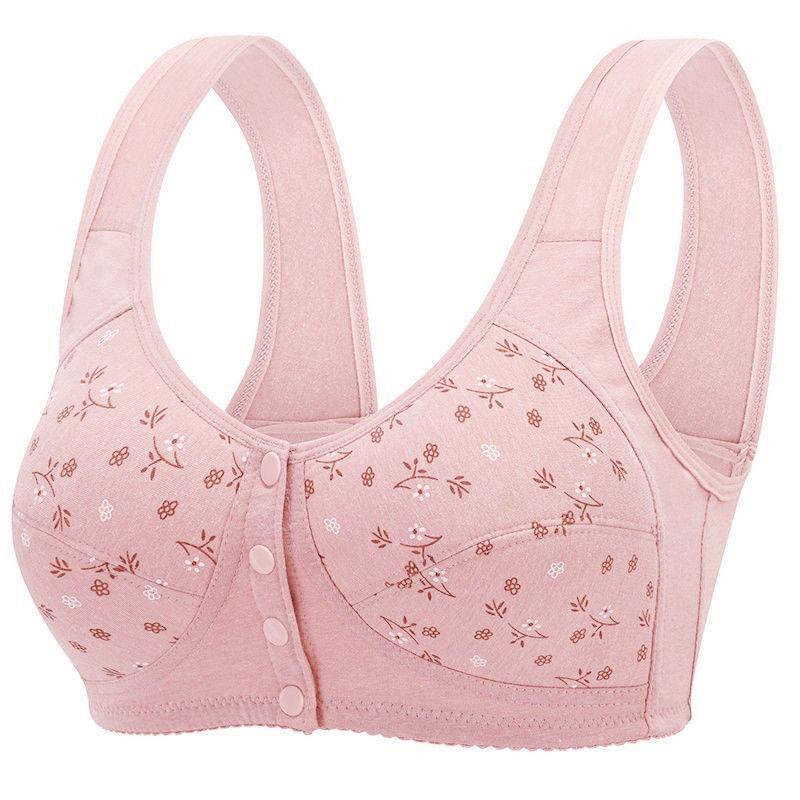 Damen-BH mit Vorderknopf, Blumenmuster, Unterwäsche, Baumwolle, kabelloser Push-Up-BH, Dessous 40/90 rosa von Joom DACH