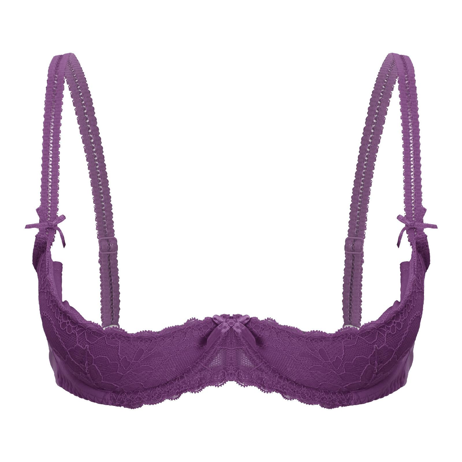 Damen-BHs, 1/2-Cup, Push-Up-Bügel, Spitzen-BH, Unterwäsche, Nachtwäsche für Paarspiele S violett Damen-BHs, 1/2-Cup, Push-Up-Bügel, Spitzen-BH, Unterwäsche, Nachtwäsche für Paarspiele S violett von Joom DACH
