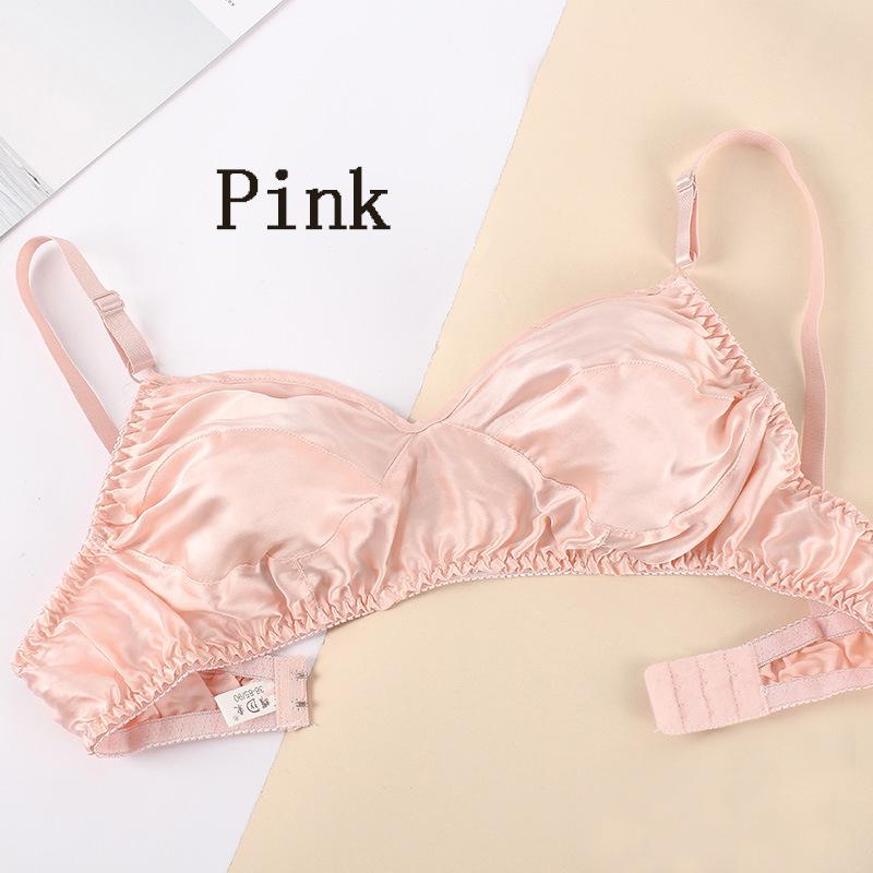 Damen-BHs aus glänzender Maulbeerseide, bügellose Unterwäsche, ultradünner Seiden-BH, bequem, doppelseitig 42 rosa von Joom DACH