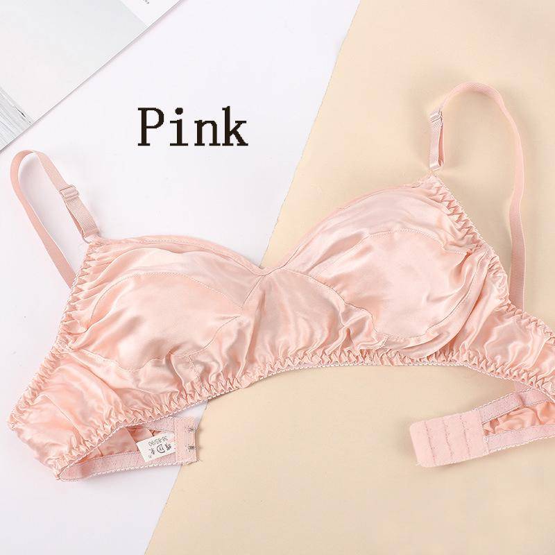 Damen-BHs aus glänzender Maulbeerseide, bügellose Unterwäsche, ultradünner Seiden-BH, bequem, doppelseitig 42 rosa von Joom DACH
