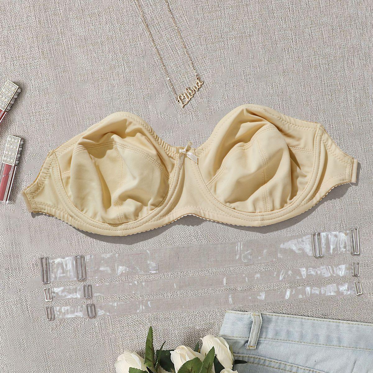 Damen-BHs in Übergröße, unsichtbarer Träger, halbe Abdeckung, ultradünn, atmungsaktiv, mit Bügel, transparentem Träger, Unterwäsche, CD-Cup, Dessous 95D hellbraun von Joom DACH