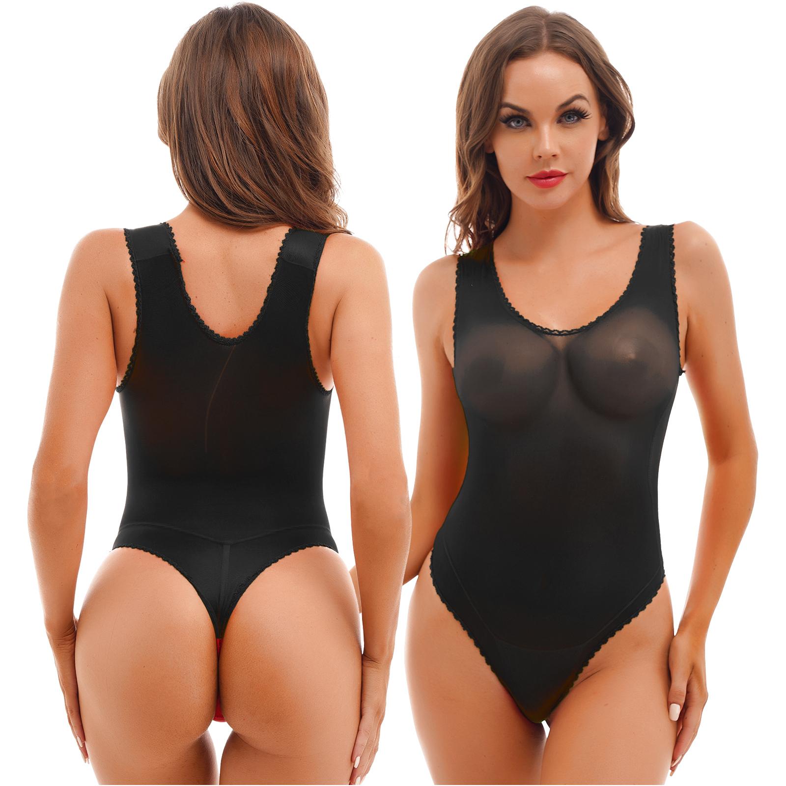Damen Badeanzug, durchsichtig, einteilig, U-Ausschnitt, ärmellos, Body, Strandmode, Poolparty, Trikot schwarz Damen Badeanzug, durchsichtig, einteilig, U-Ausschnitt, ärmellos, Body, Strandmode, Poolparty, Trikot schwarz von Joom DACH