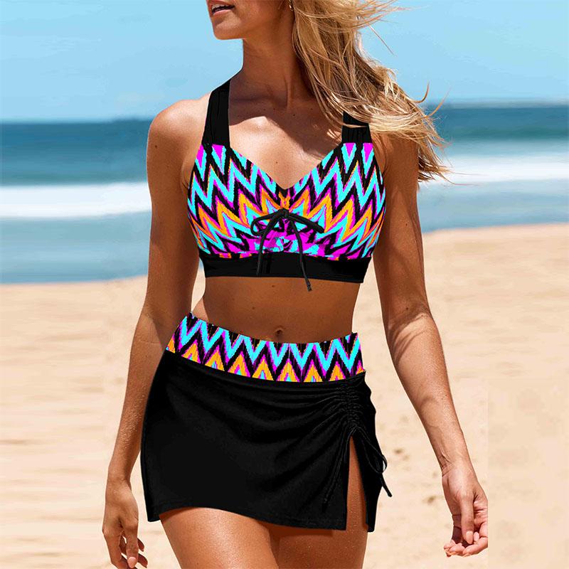 Damen-Badeanzug mit Kordelzug am Hals und grünem Blätter-Aufdruck, Bikini-Shorts, Tanktop-Badeanzug M schwarz Damen-Badeanzug mit Kordelzug am Hals und grünem Blätter-Aufdruck, Bikini-Shorts, Tanktop-Badeanzug M schwarz von Joom DACH