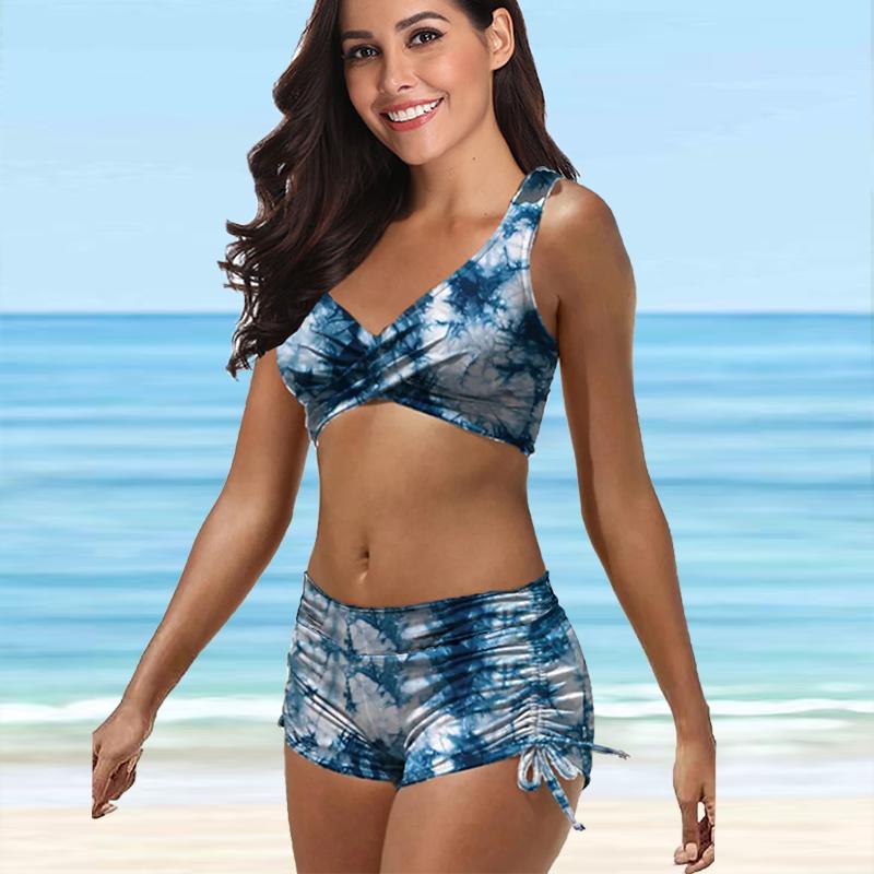 Damen-Badeanzug mit Schultergurt, grüner Camouflage-Druck, Bikini-Tankini-Badeanzug 2XL von Joom DACH