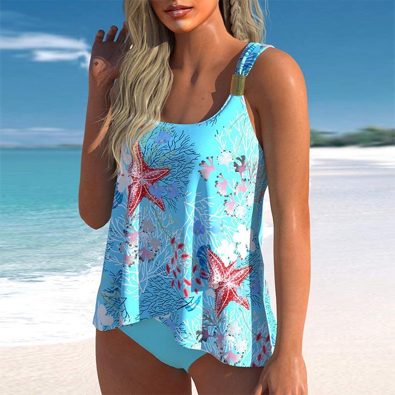 Damen-Badeanzug mit Schultergurten und Unterwasserpflanzen-Print, Bikini-Shorts, Tanktop-Badeanzug 5XL blau Damen-Badeanzug mit Schultergurten und Unterwasserpflanzen-Print, Bikini-Shorts, Tanktop-Badeanzug 5XL blau von Joom DACH