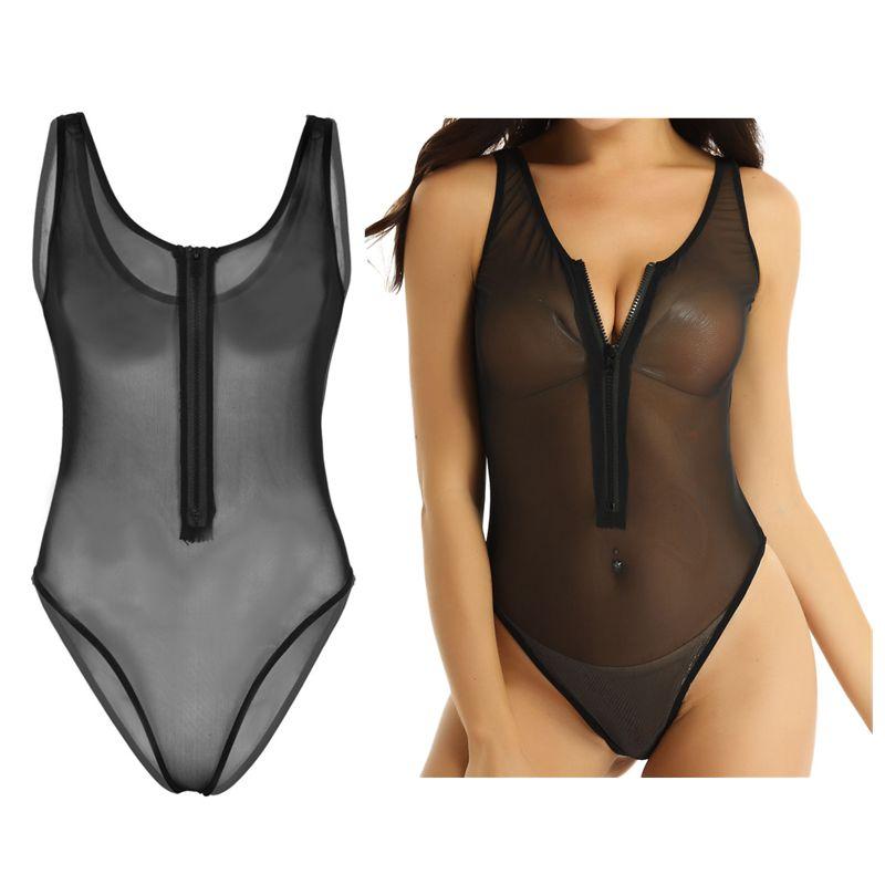 Damen-Badeanzug mit durchsichtigem Netzstoff, durchsichtigem Reißverschluss, hohem Schnitt, Tanga und Teddy-Trikot 3XL schwarz Damen-Badeanzug mit durchsichtigem Netzstoff, durchsichtigem Reißverschluss, hohem Schnitt, Tanga und Teddy-Trikot 3XL schwarz von Joom DACH