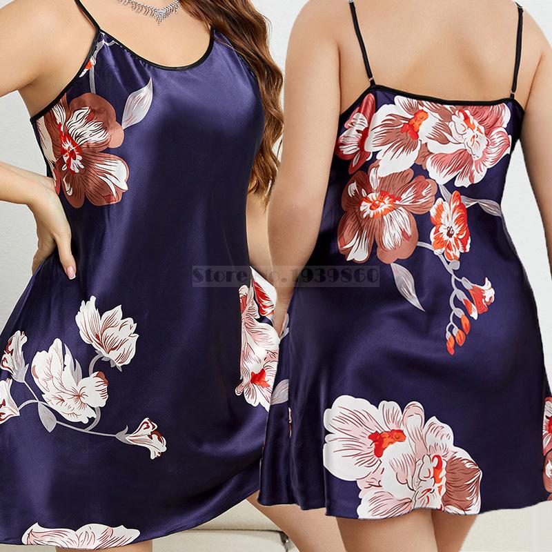 Damen-Bademantel-Set, bedruckt, Blumenmuster, Kimono, Bademantel, Frühling und Sommer, Satin-Pyjama, Nachthemd, lockere Hauskleidung XL von Joom DACH