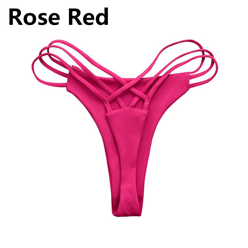 Damen-Bademode, brasilianischer Badeanzug, Bademode, Bikinihose, Strandmode, Slips, Tangas L rose rot von Joom DACH