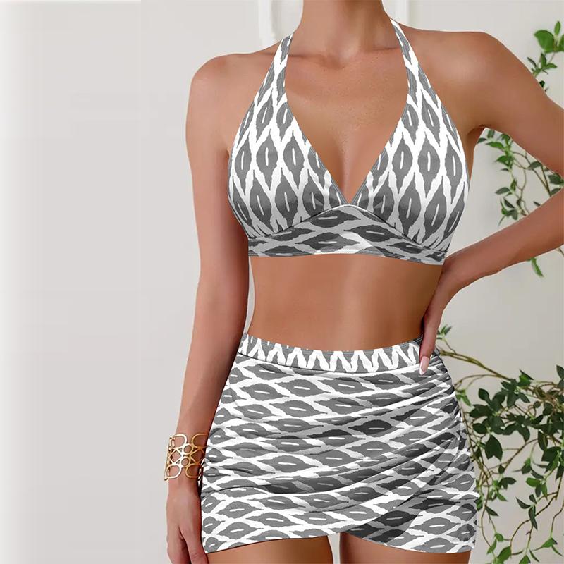 Damen Bademode Tankini 2-teiliger Badeanzug Blätter Urlaub Badeanzüge M grau von Joom DACH