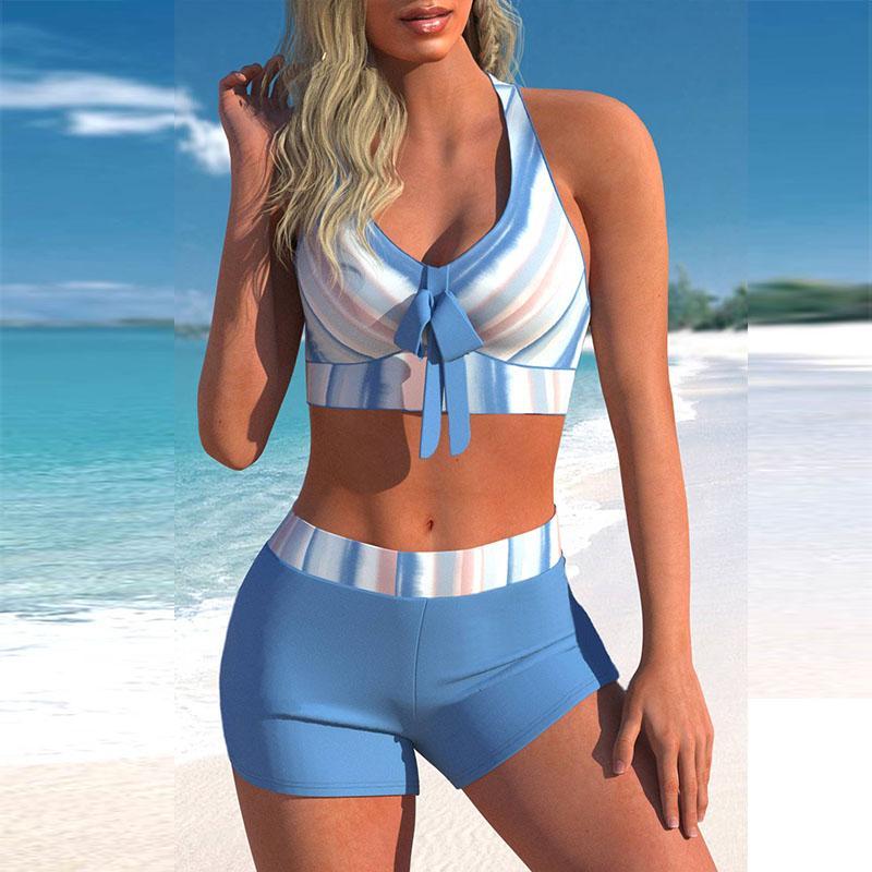 Damen Bademode Tankini 2-teiliger Badeanzug Rosa Regenbogen Streifen Kreuzdruck Urlaubsbadeanzug 2XL himmelblaue Damen Bademode Tankini 2-teiliger Badeanzug Rosa Regenbogen Streifen Kreuzdruck Urlaubsbadeanzug 2XL himmelblaue von Joom DACH