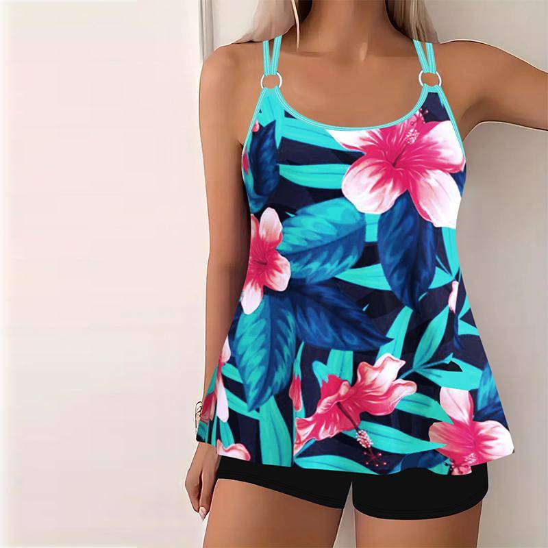 Damen Bademode Tankini 2-teiliger Badeanzug Schillernde Farben Urlaubsbadeanzüge 2XL von Joom DACH