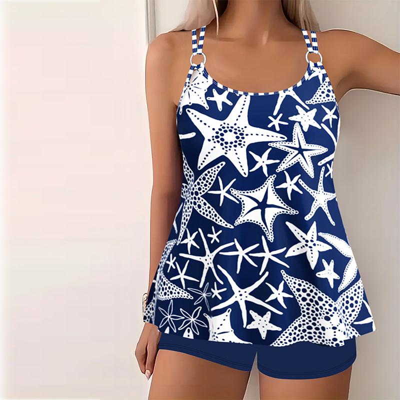 Damen Bademode Tankini 2-teiliger Badeanzug Schillernde Farben Urlaubsbadeanzüge 6XL von Joom DACH