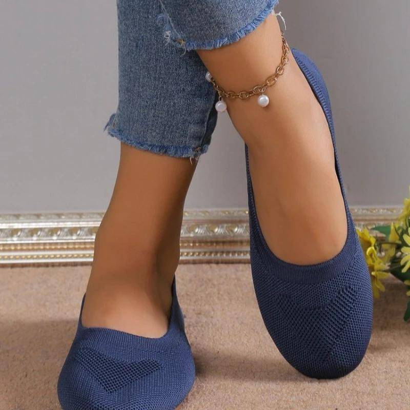 Damen-Ballerinas, einfarbig, schwarze Ballerinas für Damen, flache, bequeme, faltbare Ballerinas für Damen, braune Schuhe mit flachem Absatz 43 navy blau von Joom DACH