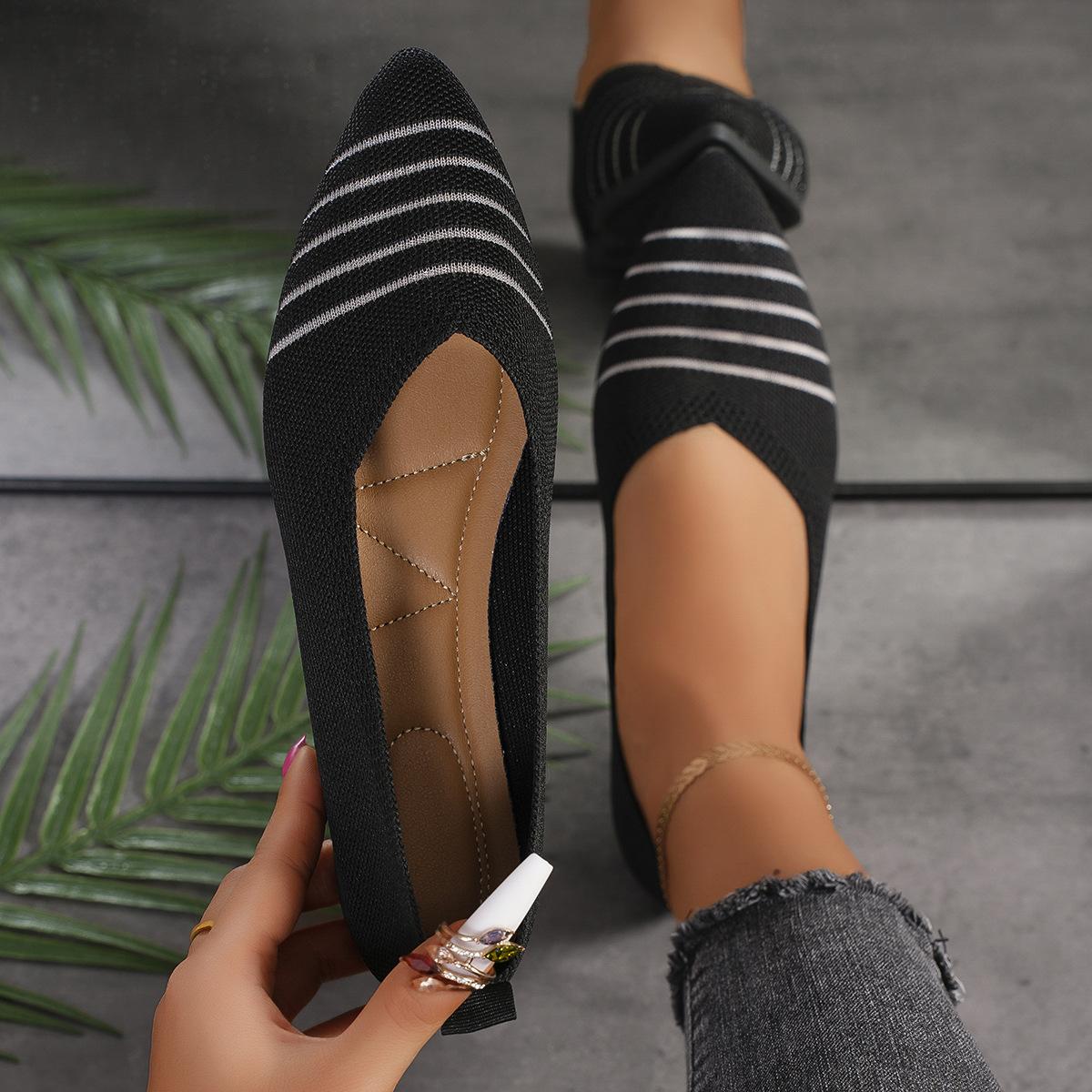 Damen Ballerinas Schuhe Frühling Spitzschuh Einfarbig Slipper Gestrickt Slip-on Lässig Atmungsaktiv Sneaker Leichtgewicht Outdoor Ballerinas 36 von Joom DACH