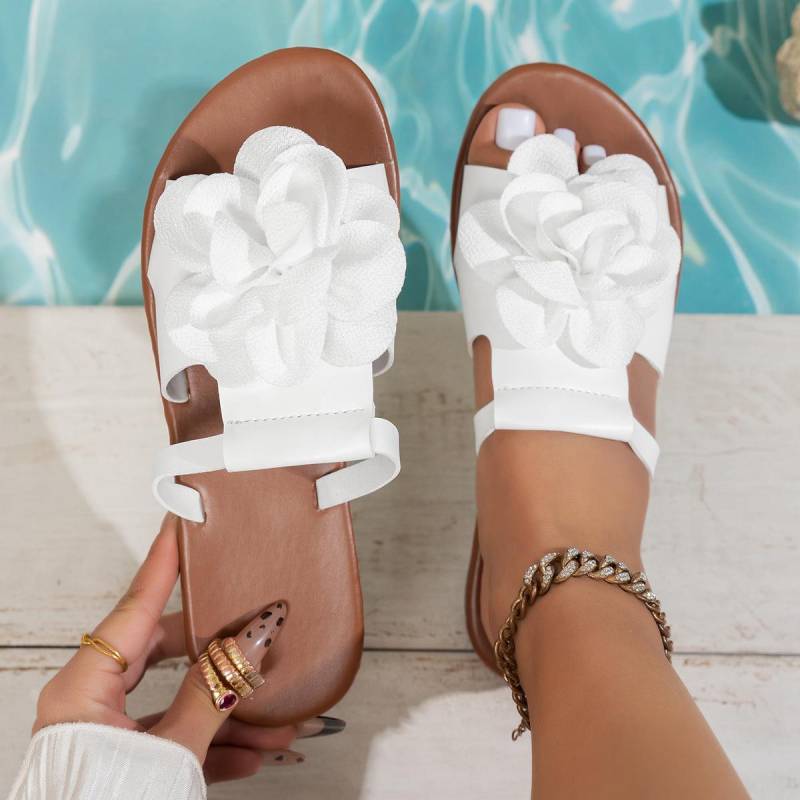 Damen Ballerinas Slipper Sommer Mode Sandalen Schuhe für Damen Flache Lässige Strand-Slipper Pantoletten Damen De Mujer 41 weiß von Joom DACH