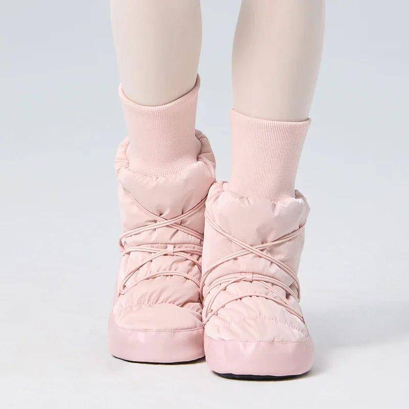 Damen Ballettstiefel Warme Tanzstiefel Mädchen Herbst Winter Ballett Weichsohlen Baumwolle Rutschfest Ballerina Stiefel Trainingsschuhe 38-39 rosa von Joom DACH