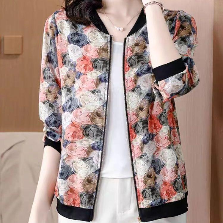 Damen-Baseballjacke mit Blumenmuster – große Größe, leichte Sommerjacke zum Schutz vor der Sonne 5XL von Joom DACH