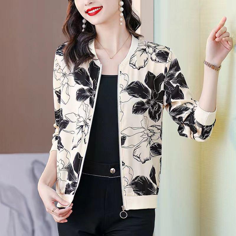 Damen-Baseballjacke mit Blumenmuster – große Größe, leichte Sommerjacke zum Schutz vor der Sonne L von Joom DACH
