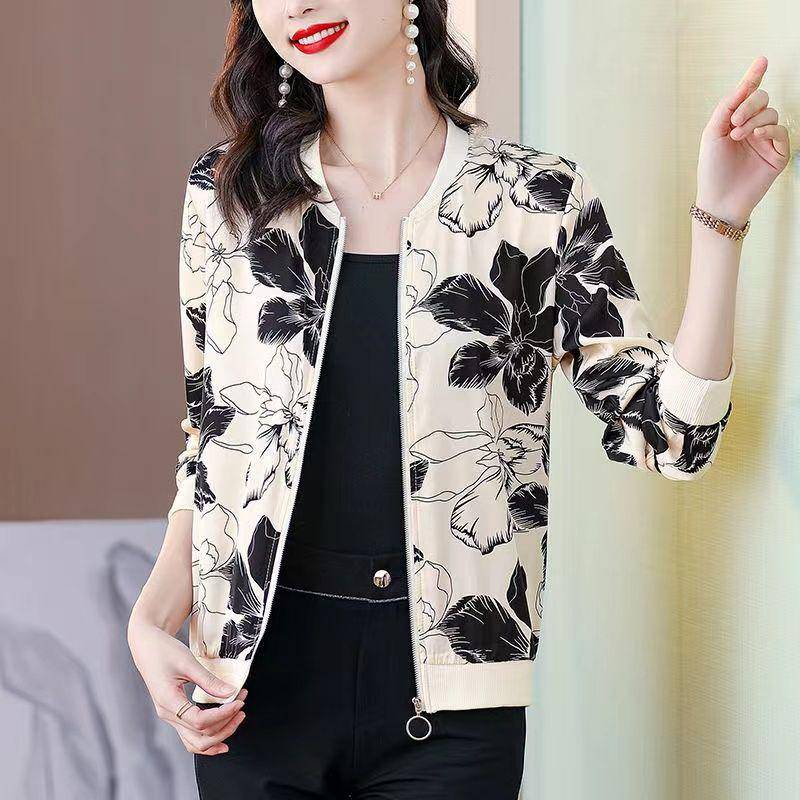 Damen-Baseballjacke mit Blumenmuster – große Größe, leichte Sommerjacke zum Schutz vor der Sonne L von Joom DACH