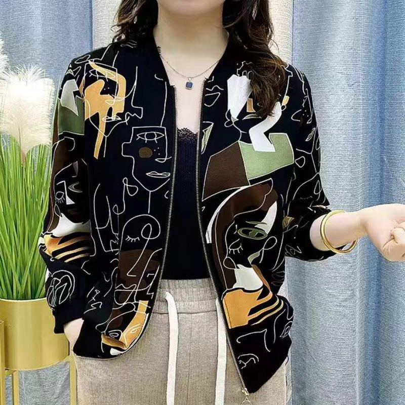 Damen-Baseballjacke mit Blumenmuster – große Größe, leichte Sommerjacke zum Schutz vor der Sonne L von Joom DACH