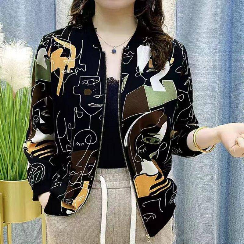 Damen-Baseballjacke mit Blumenmuster – große Größe, leichte Sommerjacke zum Schutz vor der Sonne L von Joom DACH