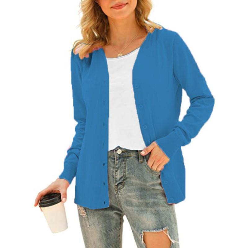 Damen Basic Langarm-Cardigan mit Knöpfen vorne, Strickmantel, Oberteile, Oberbekleidung XXXL see-blaue Damen Basic Langarm-Cardigan mit Knöpfen vorne, Strickmantel, Oberteile, Oberbekleidung XXXL see-blaue von Joom DACH