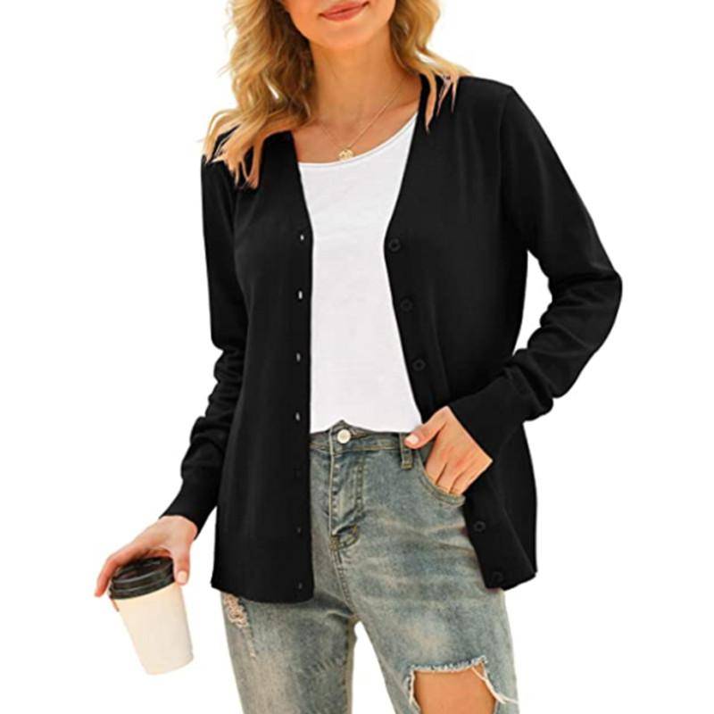 Damen Basic Langarm-Cardigan mit Knöpfen vorne, Strickmantel, Oberteile, Oberbekleidung XXXL schwarz Damen Basic Langarm-Cardigan mit Knöpfen vorne, Strickmantel, Oberteile, Oberbekleidung XXXL schwarz von Joom DACH