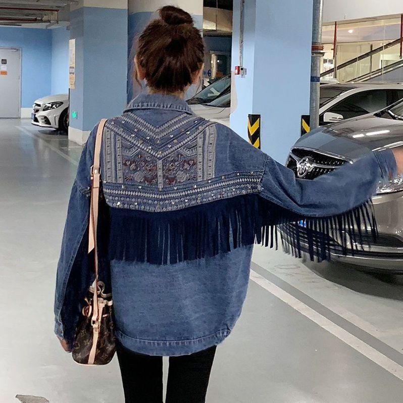 Damen Basic Mantel Quaste Jeansjacke Damen Bomberjacke für Damen Jeansjacke Damen Jeansmantel M von Joom DACH