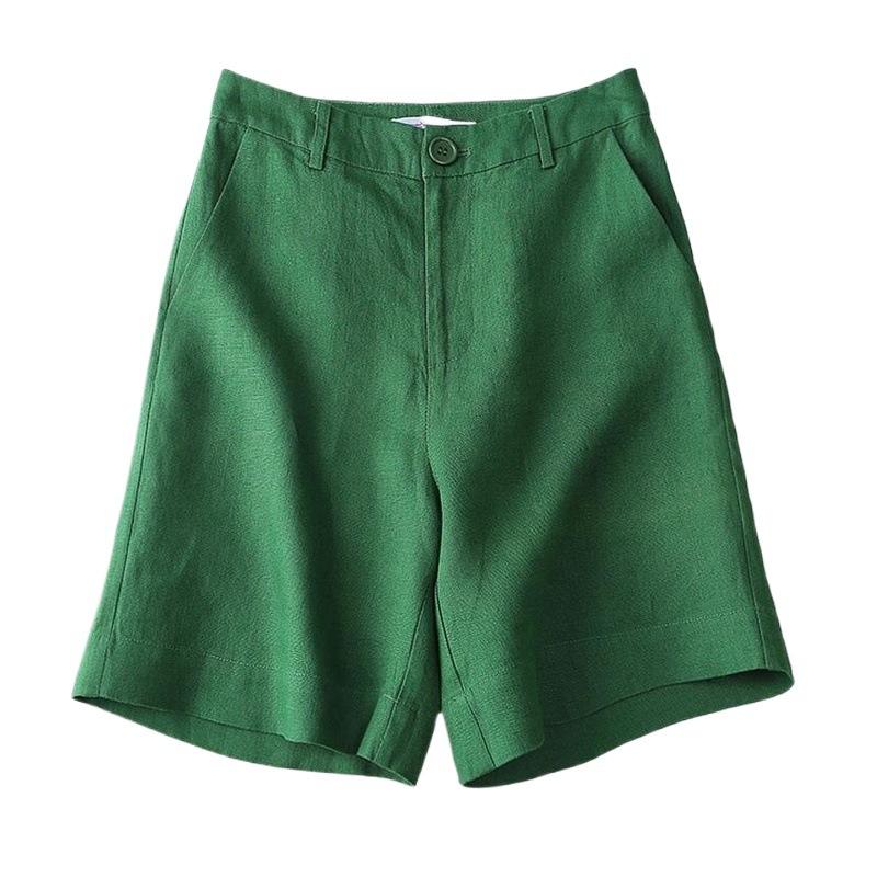 Damen Baumwoll- und Leinen-Shorts Damen Hochtaillierte Lässige Weitbein-Hose Leinenhose 3XL von Joom DACH