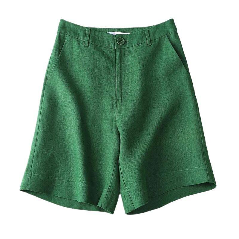 Damen Baumwoll- und Leinen-Shorts Damen Hochtaillierte Lässige Weitbein-Hose Leinenhose 3XL von Joom DACH