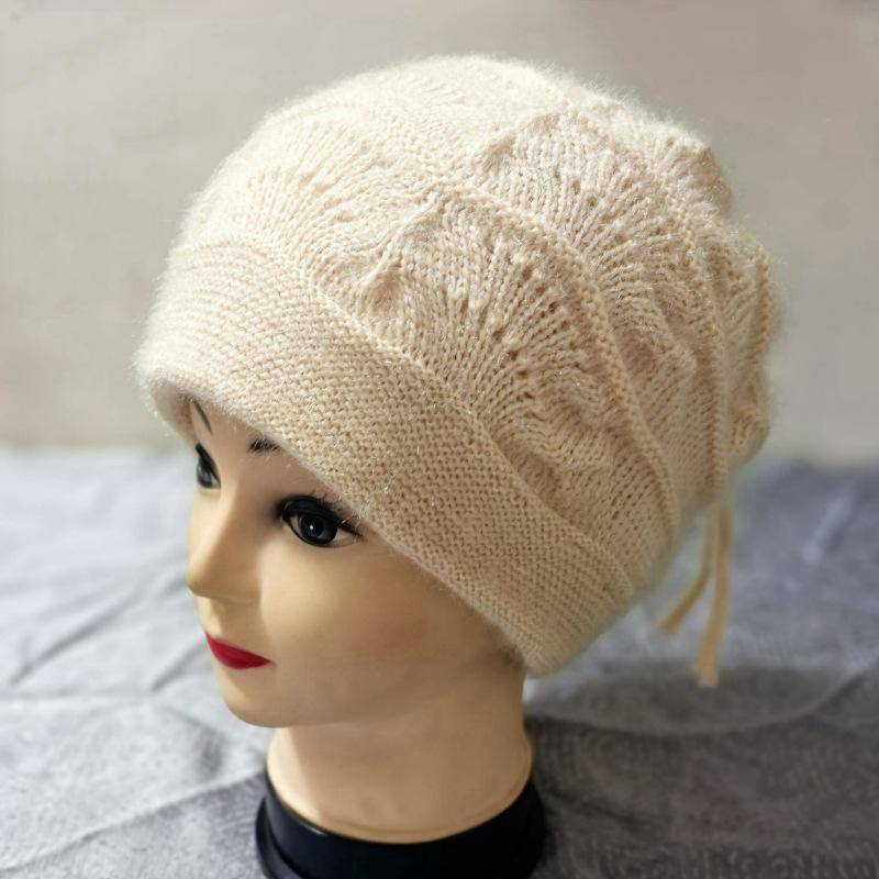 Damen Beanie & Halswärmer: Gemütlicher Herbst/Winter Baotou-Stil, Passform für große Köpfe, Gesichtsschlankmachendes Kordelzug-Design. von Joom DACH