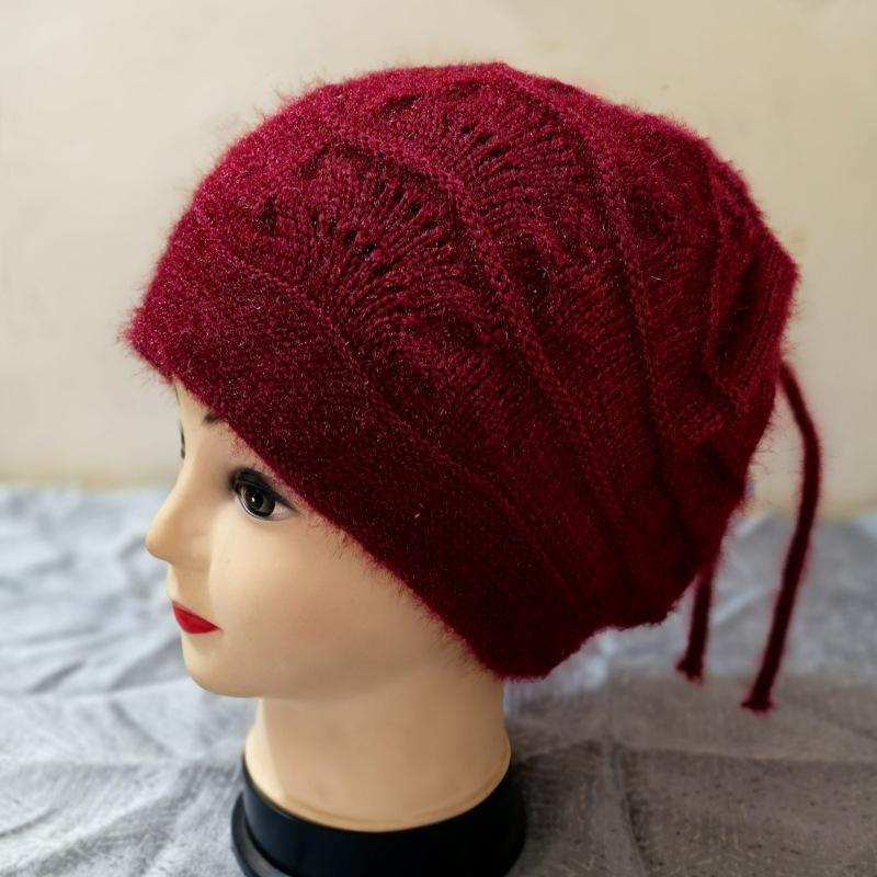 Damen Beanie & Halswärmer: Gemütlicher Herbst/Winter Baotou-Stil, Passform für große Köpfe, Gesichtsschlankmachendes Kordelzug-Design. von Joom DACH