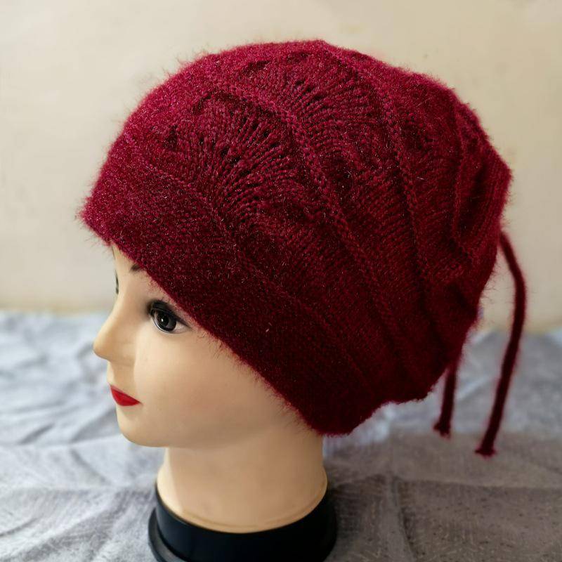 Damen Beanie & Halswärmer: Gemütlicher Herbst/Winter Baotou-Stil, Passform für große Köpfe, Gesichtsschlankmachendes Kordelzug-Design. von Joom DACH