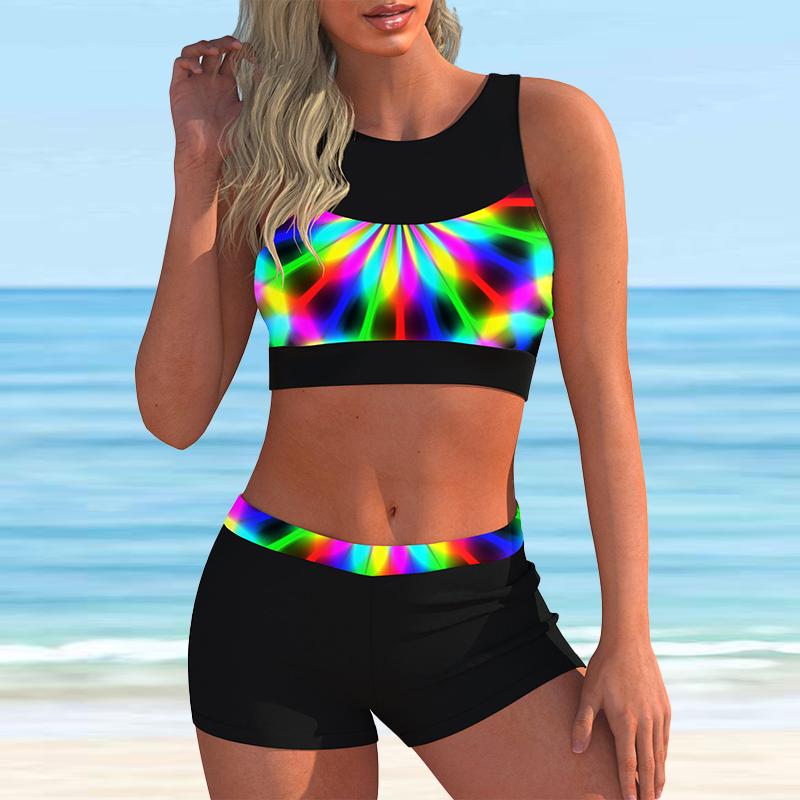 Damen-Bikini-Tankini-Badeanzug mit Neckholder-Wellen in verschiedenen Größen M grün von Joom DACH